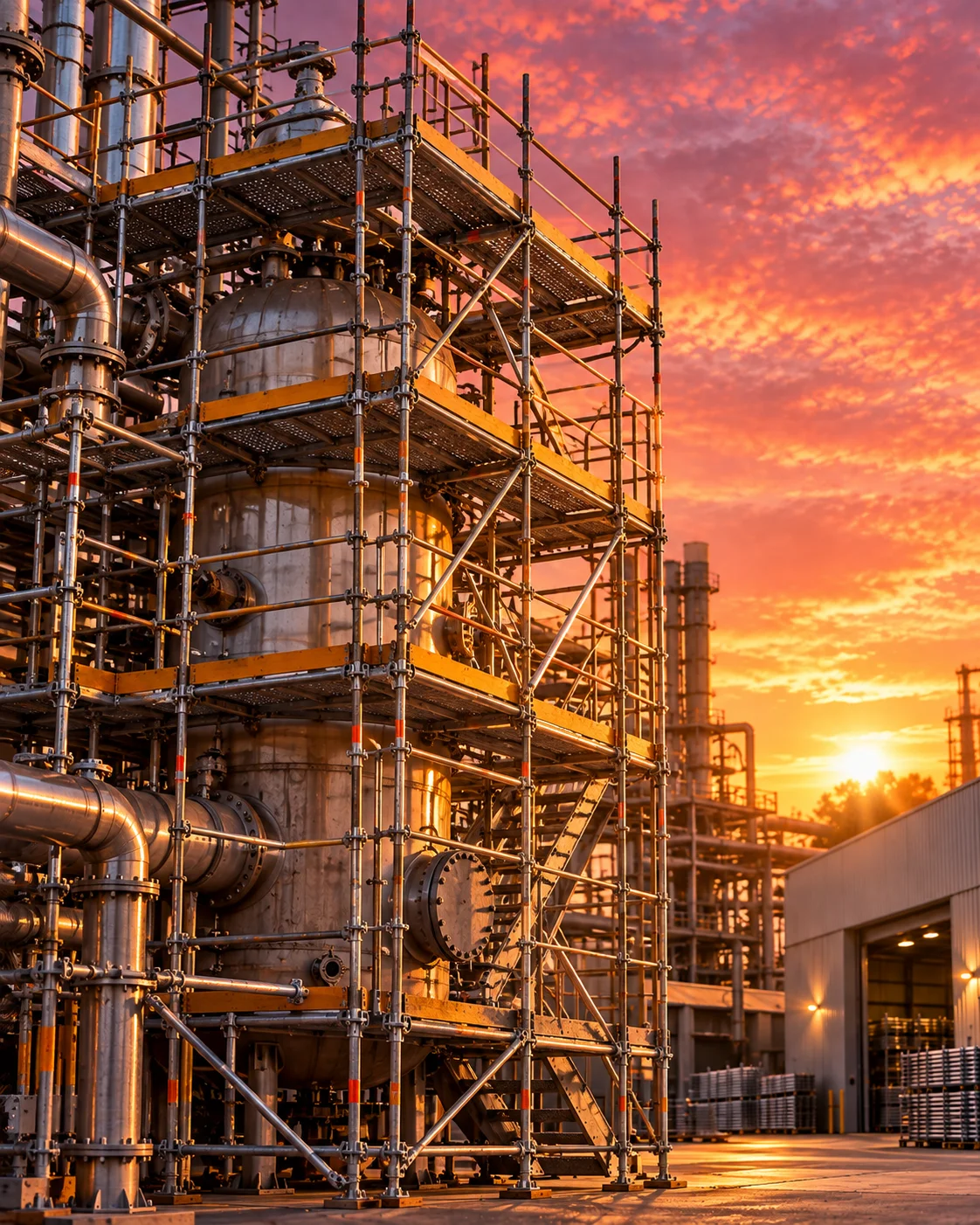 Andaimes para acesso a equipamentos industriais