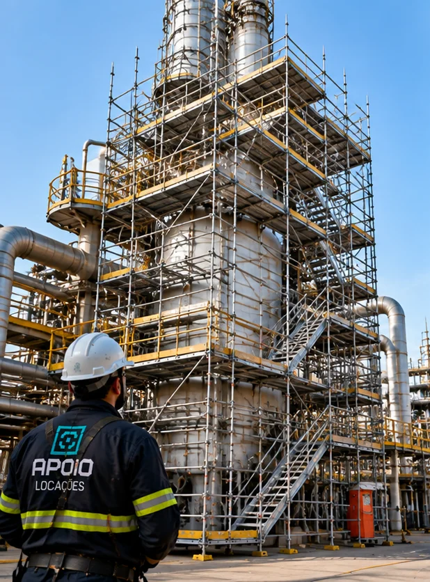 Andaimes para acesso a equipamentos industriais