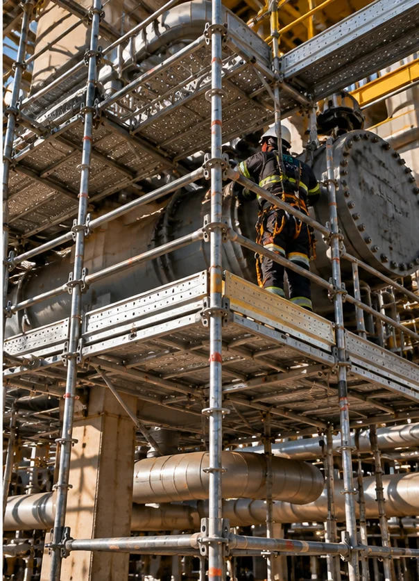 Andaimes para acesso a equipamentos industriais