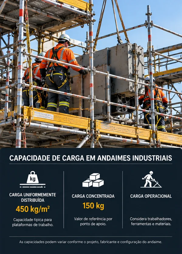 Capacidade de carga de andaimes industriais