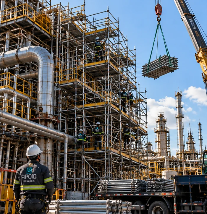Montagem de andaimes para paradas industriais