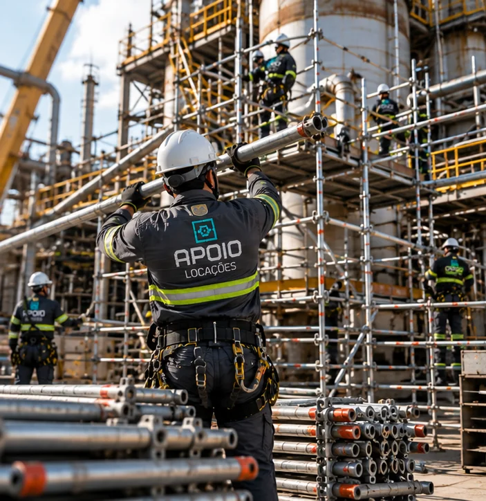 Montagem de andaimes para paradas industriais