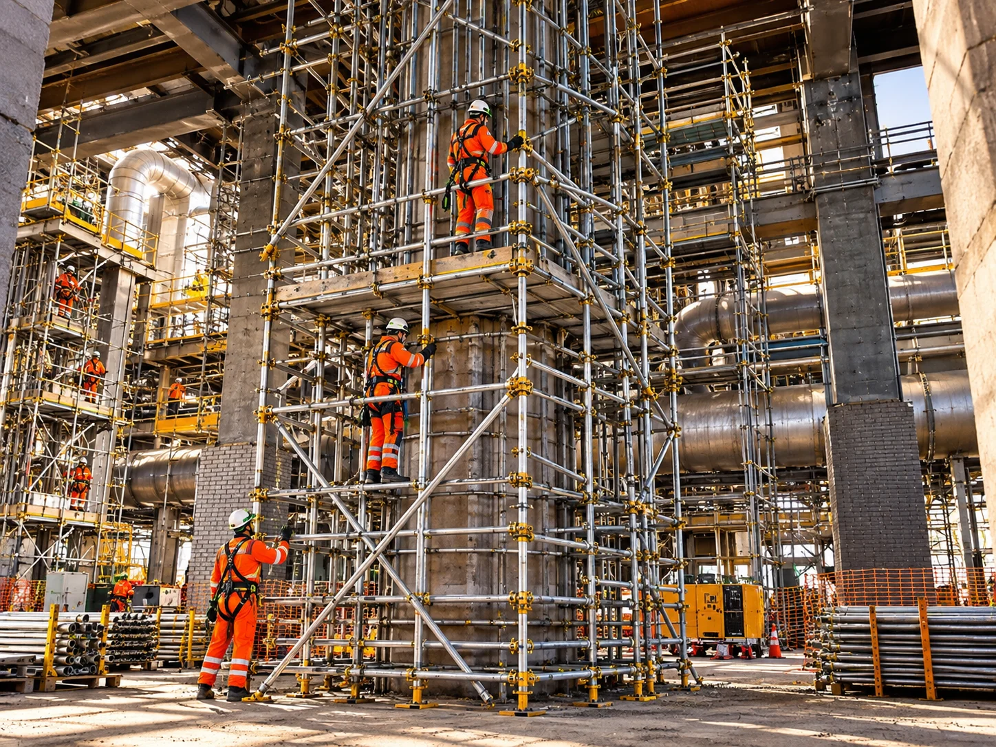 Montagem de andaimes para paradas industriais
