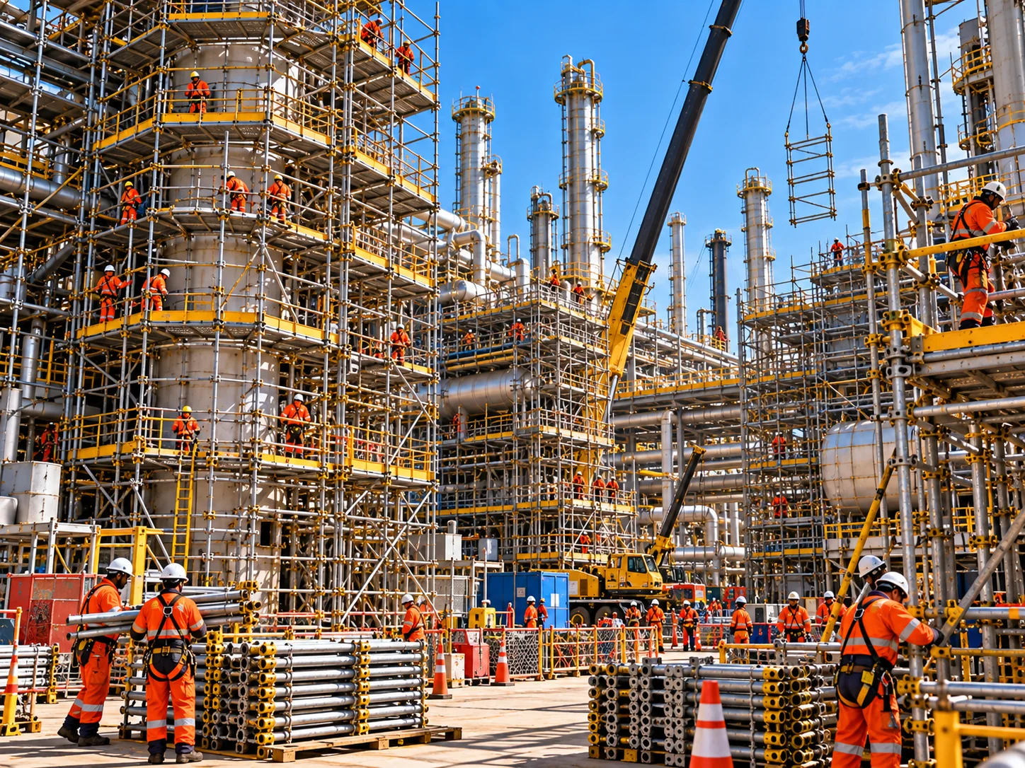 Montagem e desmontagem de andaimes em paradas industriais