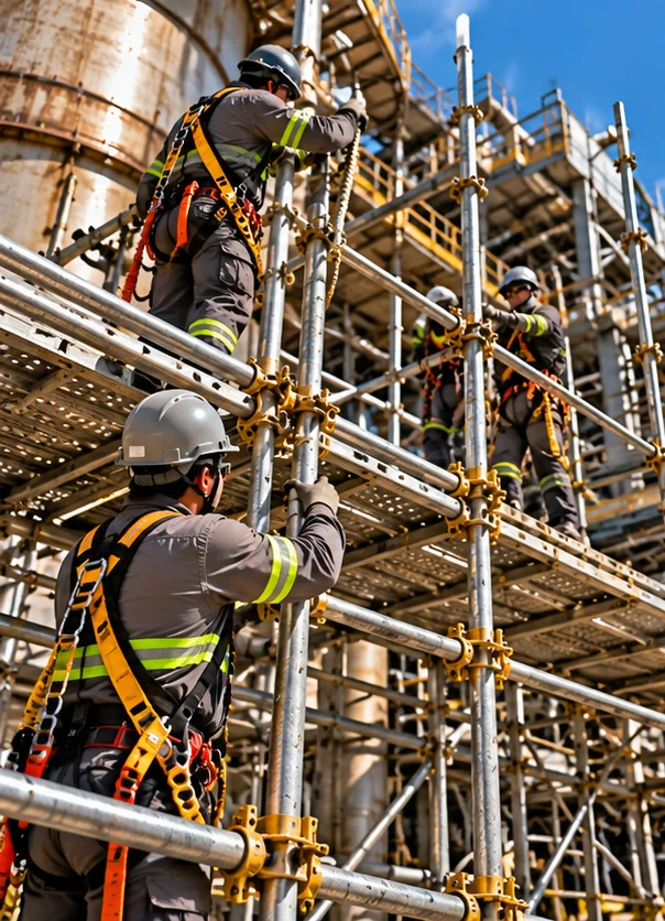 Montagem e desmontagem de andaimes em paradas industriais