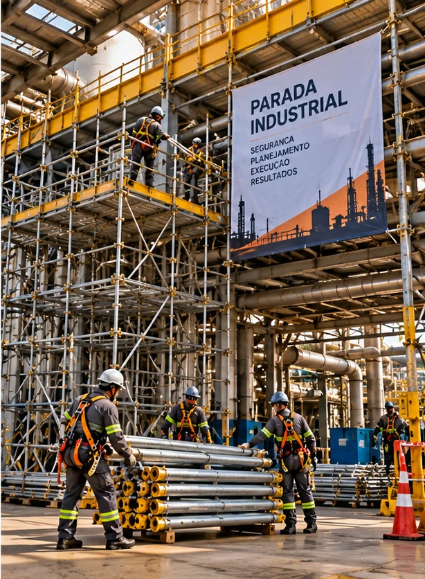 Montagem e desmontagem de andaimes em paradas industriais