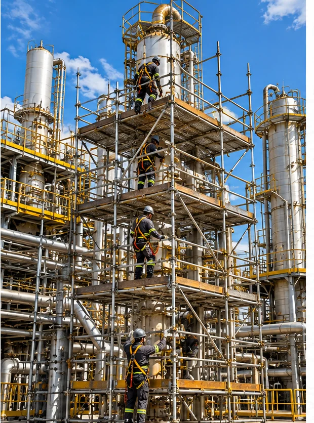 Montagem e desmontagem de andaimes em plantas industriais